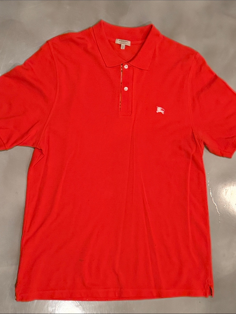 Burberry Red Short-Sleeve Polo with Embroidered Logo